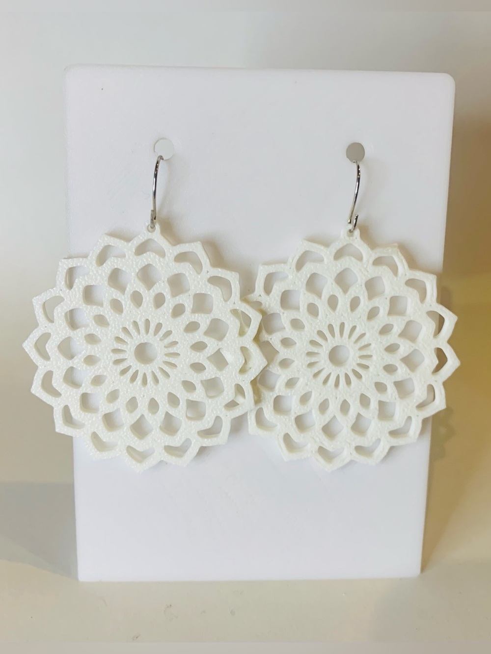 White Floral Filigree Drop Earrings - Women's Jewelry
